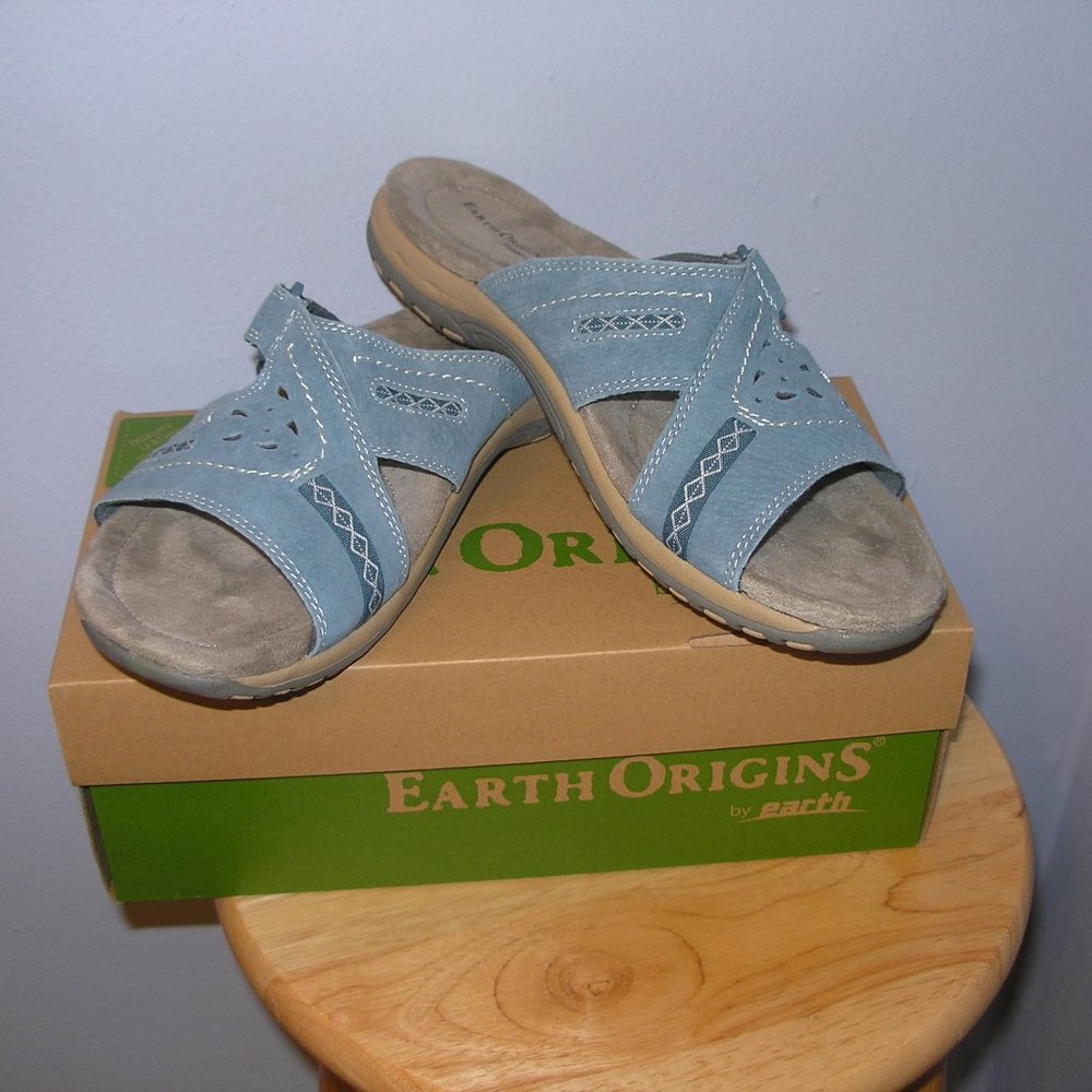 Earth Origins New Women's 12M Blue Sandals Slides Mules Shoes Box